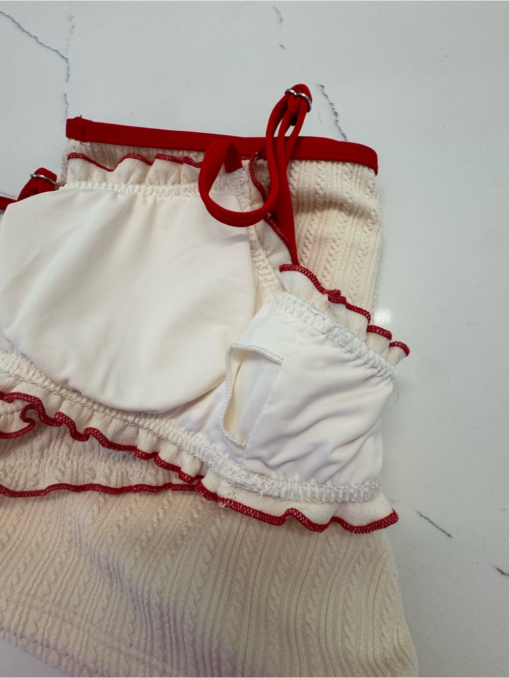 Dippin Daisys Bonita Ruffled Bikini Top & Luisa Shorts in Gardenia Pointelle- S - Picture 6 of 14
